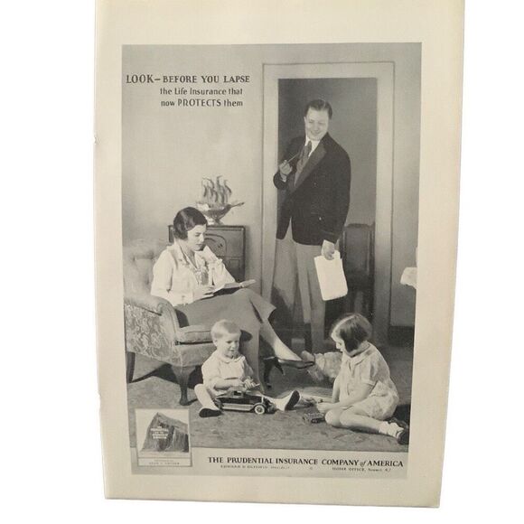 Vintage 1931 Prudential Insurance Look Before You Lapse Ad advertisement - Picture 3 of 4